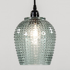 Glazen hanglamp groen gebobbeld