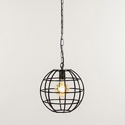 Industriele hanglamp globe zwartstaal 28