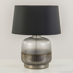 Lampvoet mat glas met zilver groot (zonder kap)
