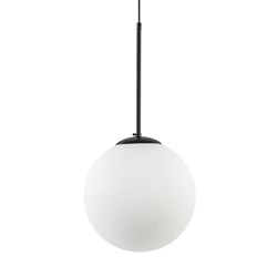 Hanglamp zwart met opaal wit glas 30 cm