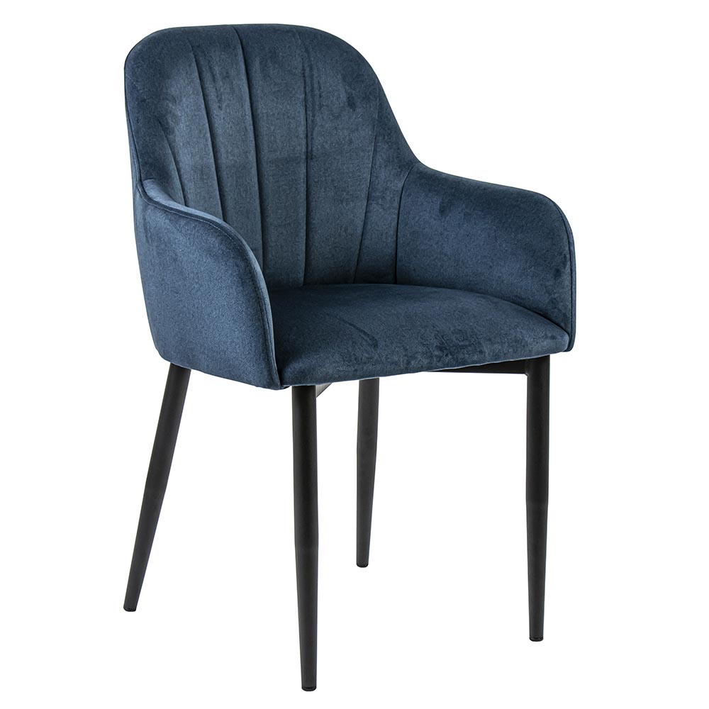 Trendy eetkamerstoel blauw met armleuning