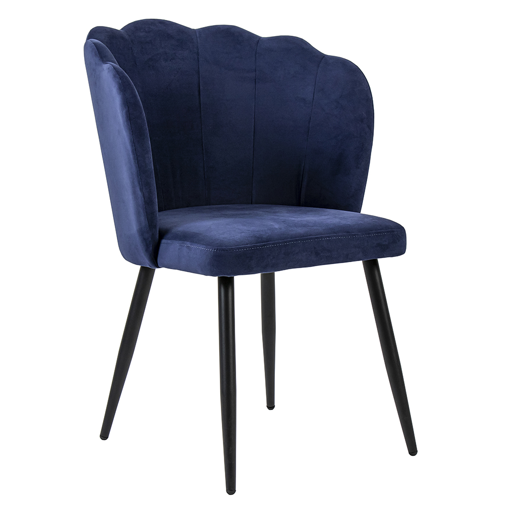 Stoffen eetkamerstoel Hilton blauw