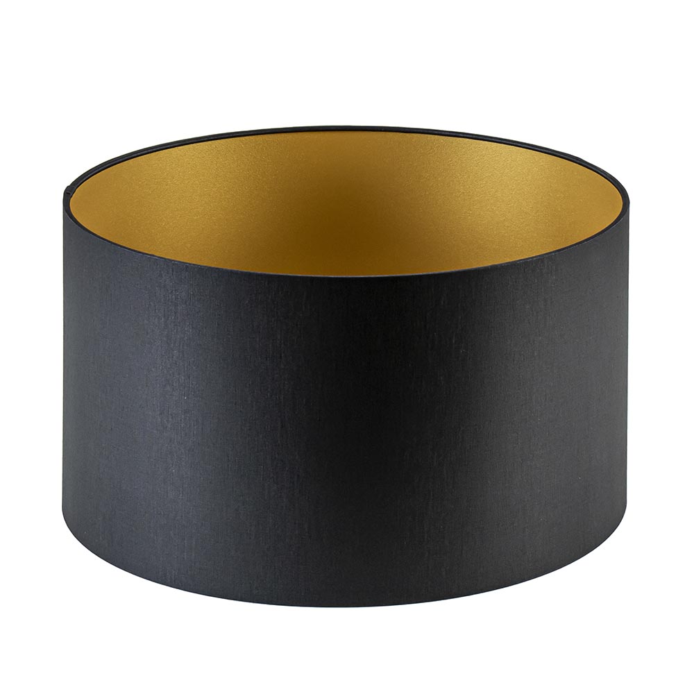 kroon Vleien omhelzing Lampenkap zwart/goud cilinder met gouden binnenzijde, hoogte 20cm, Ø 35