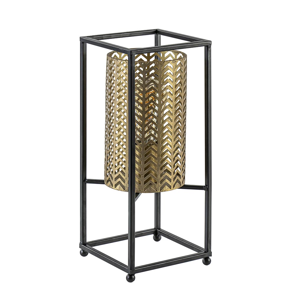 Onvergetelijk Manhattan Commissie Vierkante tafellamp zwart frame met gouden kap | Straluma