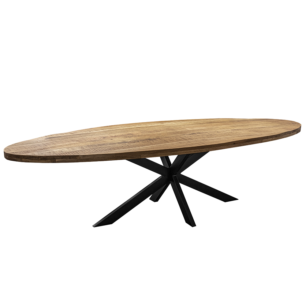 Mango houten eettafel ovaal 280x120 cm met kruispoot