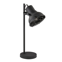 Industriele leeslamp-tafellamp zwart met grill