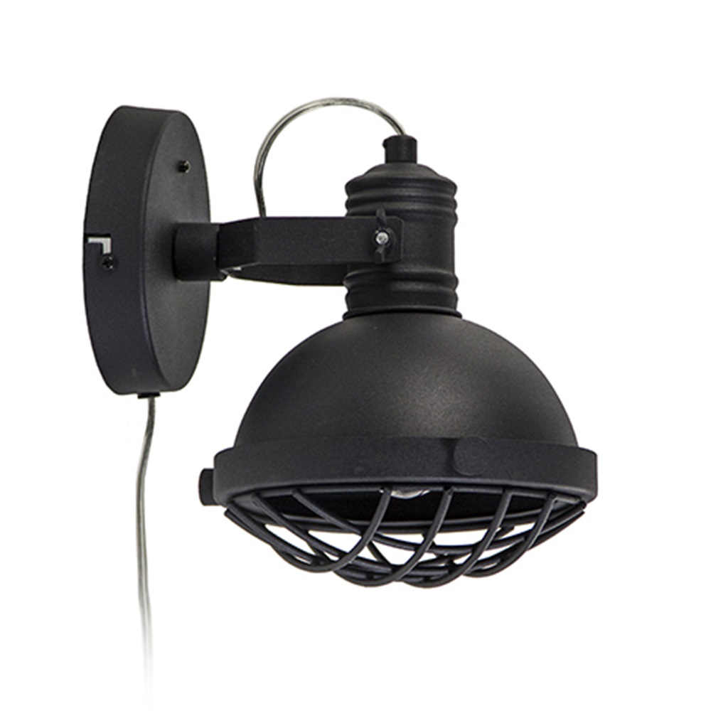 kortademigheid Uitvoerbaar Bruin Zwarte wandlamp industrieel met grill | Straluma
