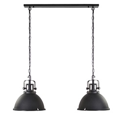 Industriële hanglamp 2-L mat zwart