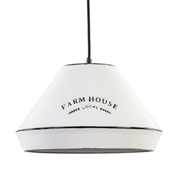 Landelijke hanglamp farm house wit met zwart Ø32 cm