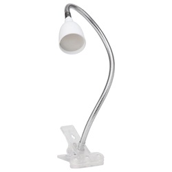 Flexibele klemlamp chroom met witte kap inclusief LED