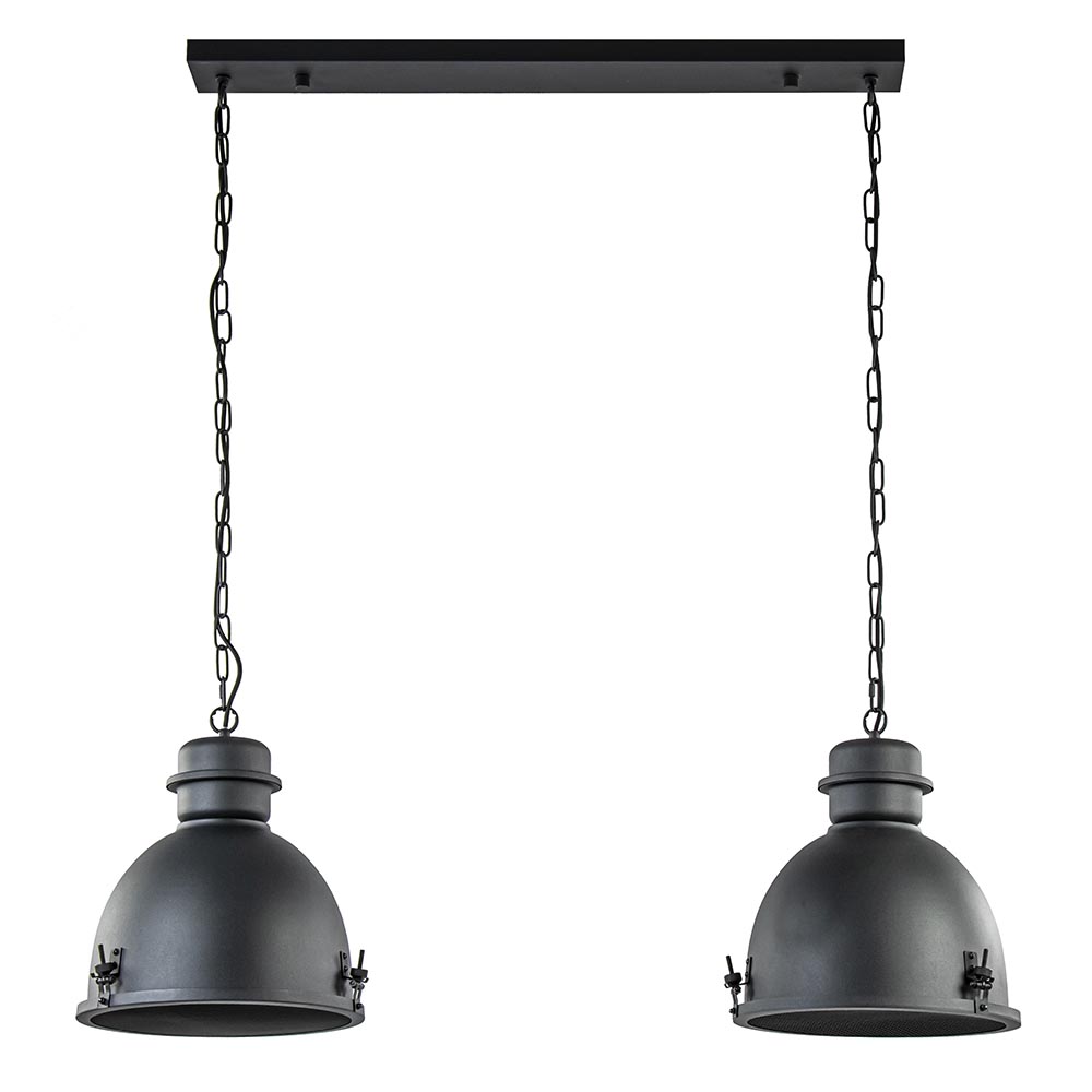 Hanglamp 2L industrieel zwart/grill |