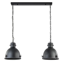 Hanglamp 2L industrieel zwart/grill