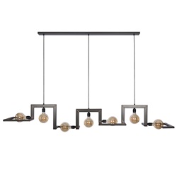 Metalen design hanglamp 7-lichts met koperen accenten