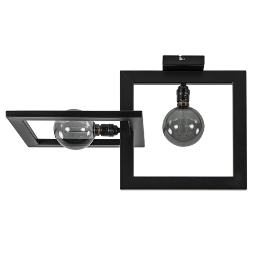 2-Lichts plafondlamp frame mat zwart metaal