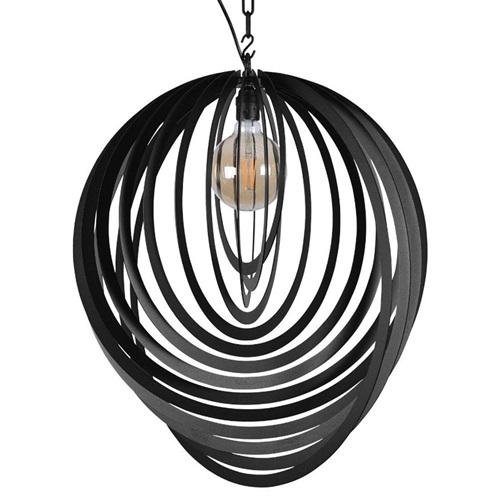 Grote hanglamp met zwarte metalen ringen 60 cm