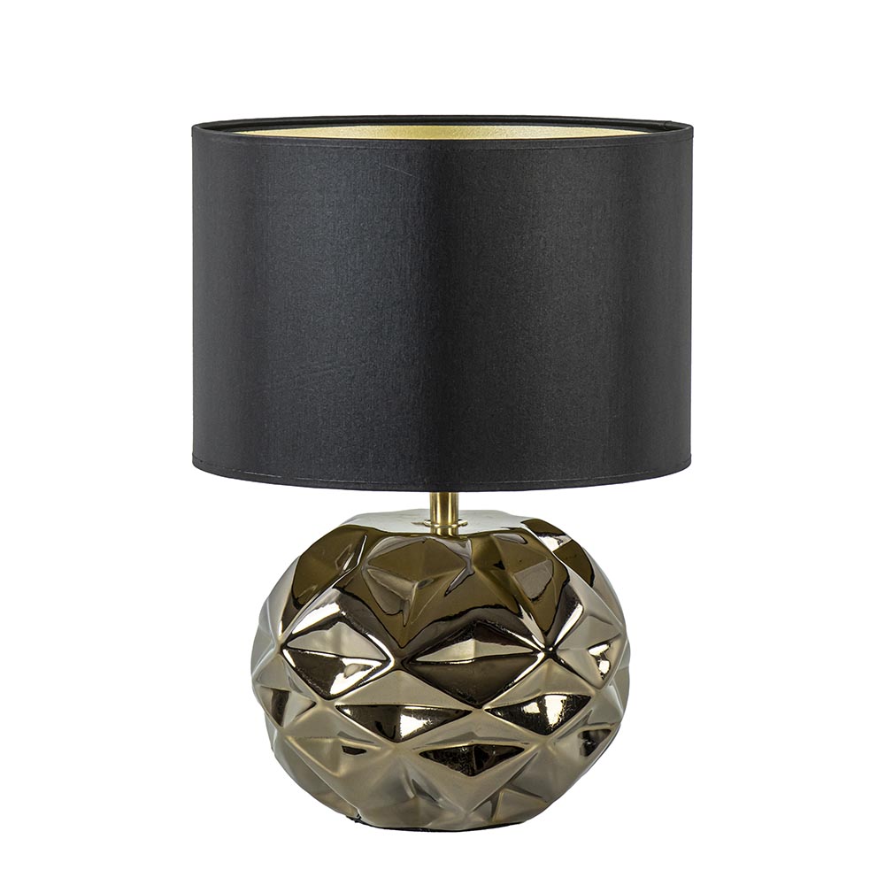 Trendy tafellamp keramiek goud met zwarte kap