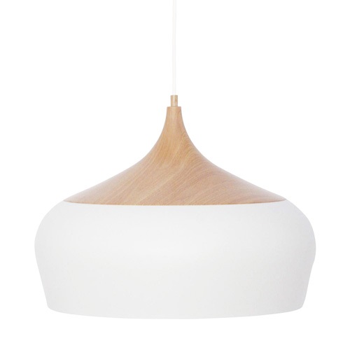 Scandinavische hanglamp wit en hout