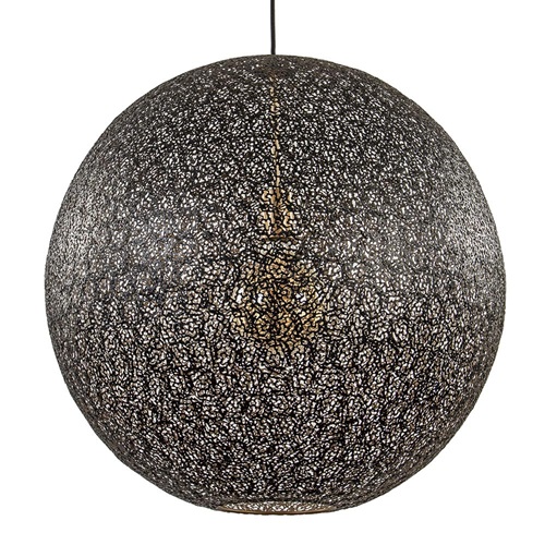 Chique metalen hanglamp bol zwart/goud 60 cm