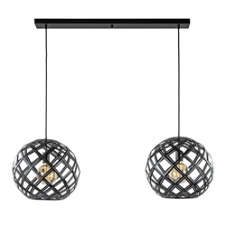2-Lichts hanglamp Scandinavisch/landelijk mat zwart