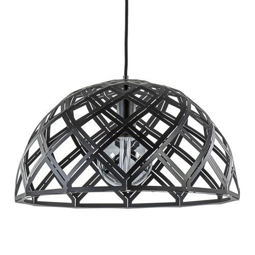 Scandinavische hanglamp mat zwart met open structuur