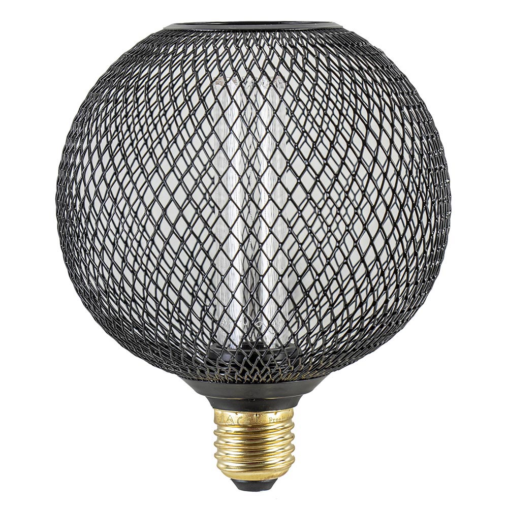 3-standen dimbare lamp E27 zwart gaas globe | Straluma