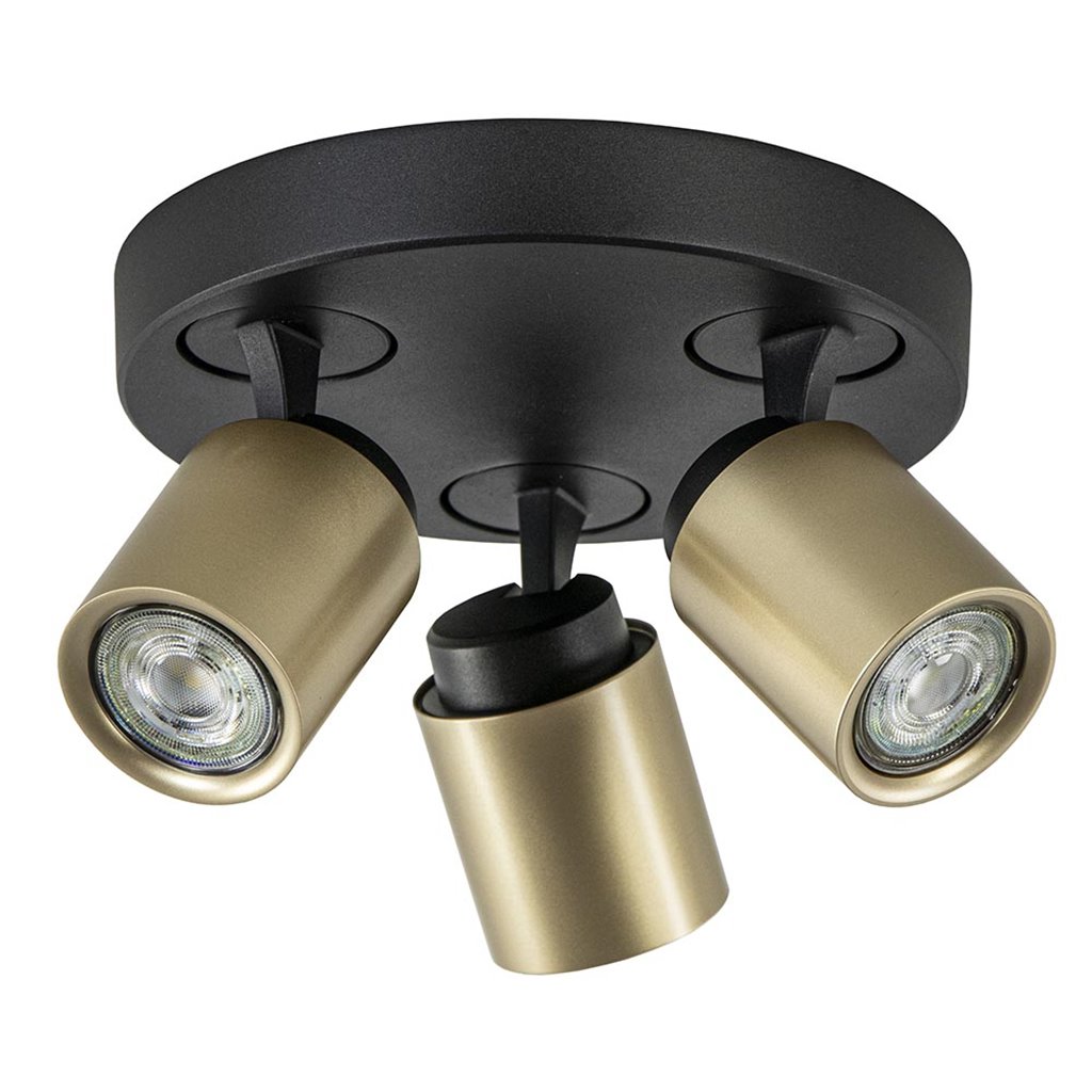 Plafondspot Razza 3l rond zwart/goud gu10