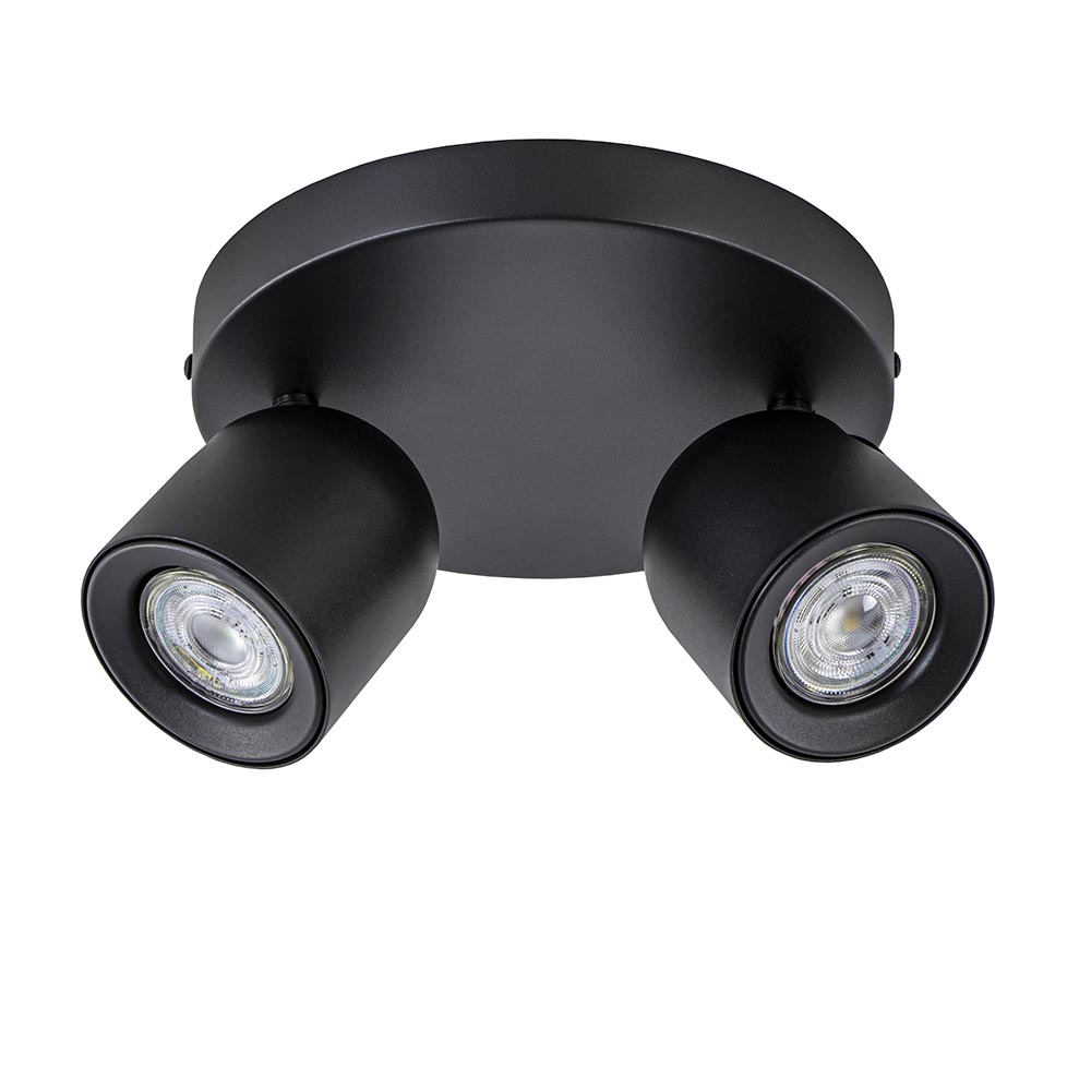 Ronde opbouwspot 2-lichts zwart GU10