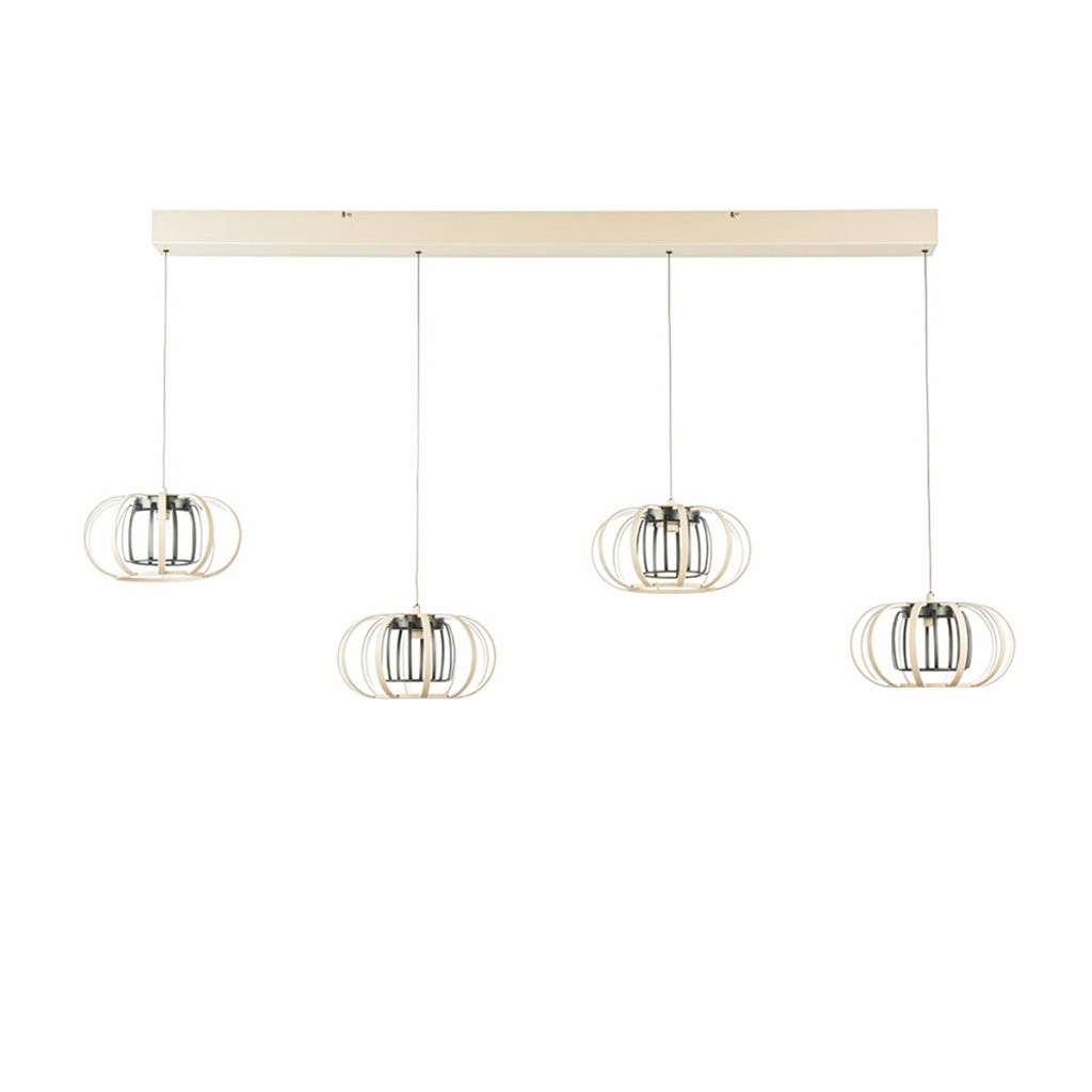 Moderne scandi hanglamp balk met 4L in zand/zwart