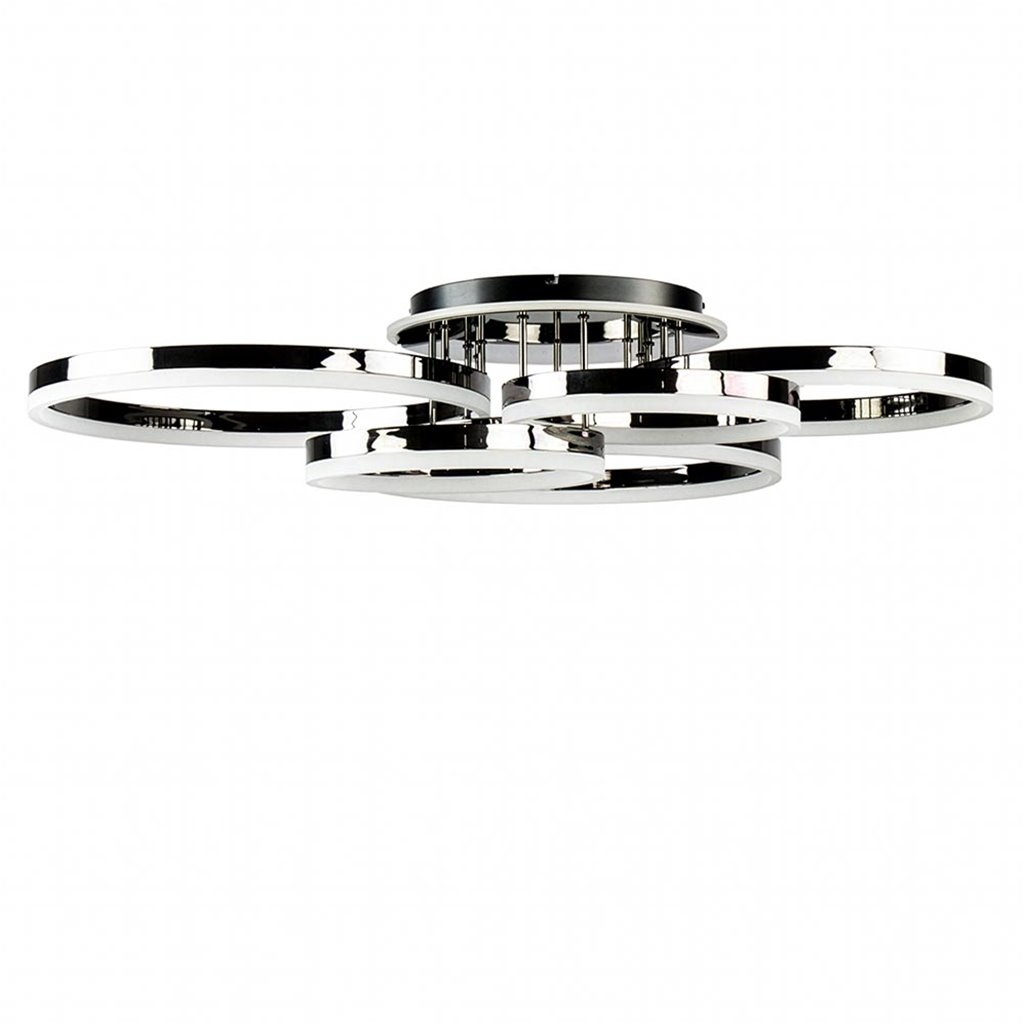 Moderne plafondlamp 5 LEDringen in de kleur chrome/zwart