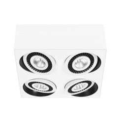Plafondspot box 4-lichts led wit/zwart 3000k
