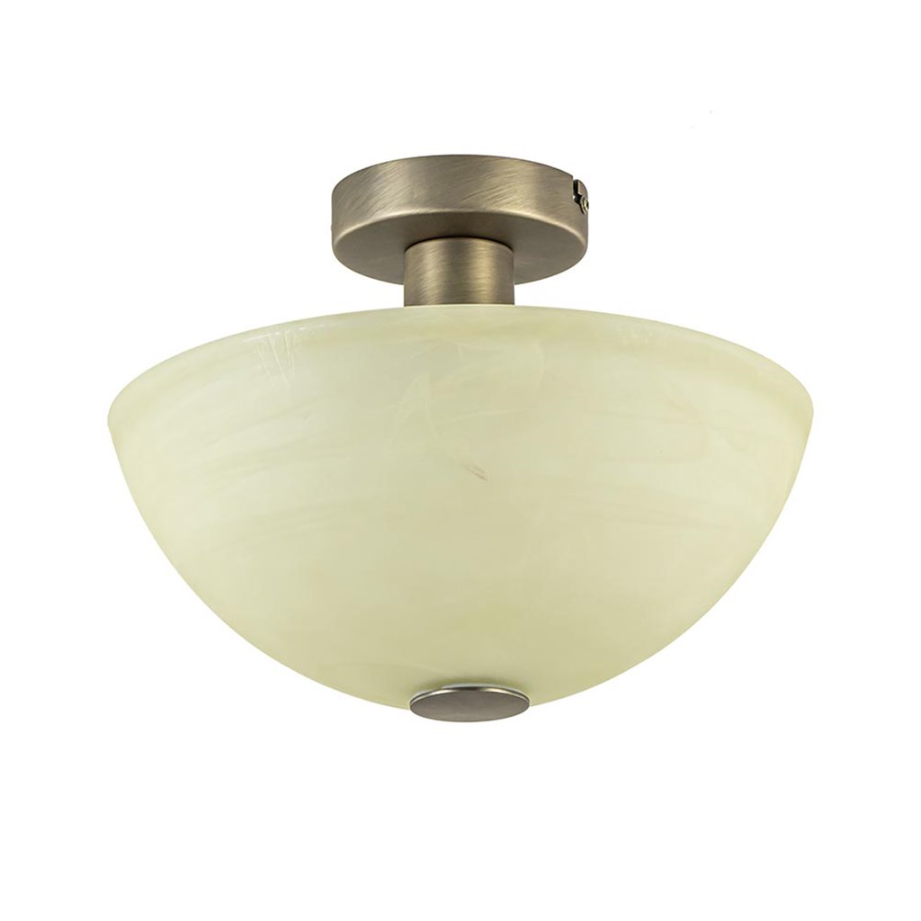 Klassieke plafondlamp brons met vanille glazen kap