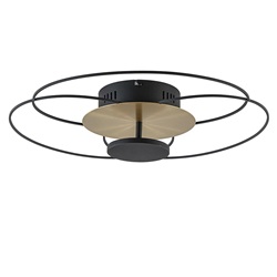 Moderne LED plafondlamp zwart/goud 3-standen dimbaar