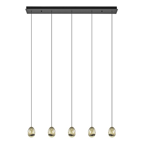 5-Lichts eettafelhanglamp LED goud met zwart