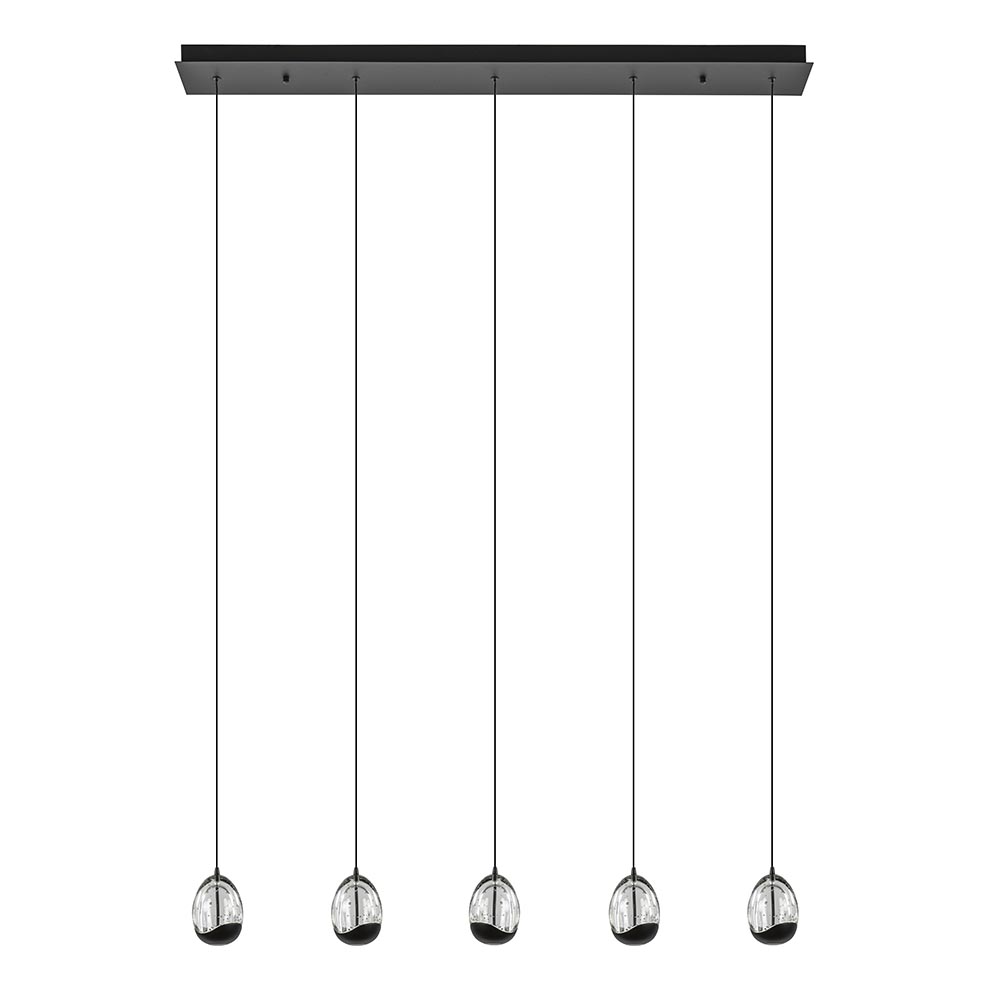 Eettafelhanglamp Clear Egg met zwart inclusief LED