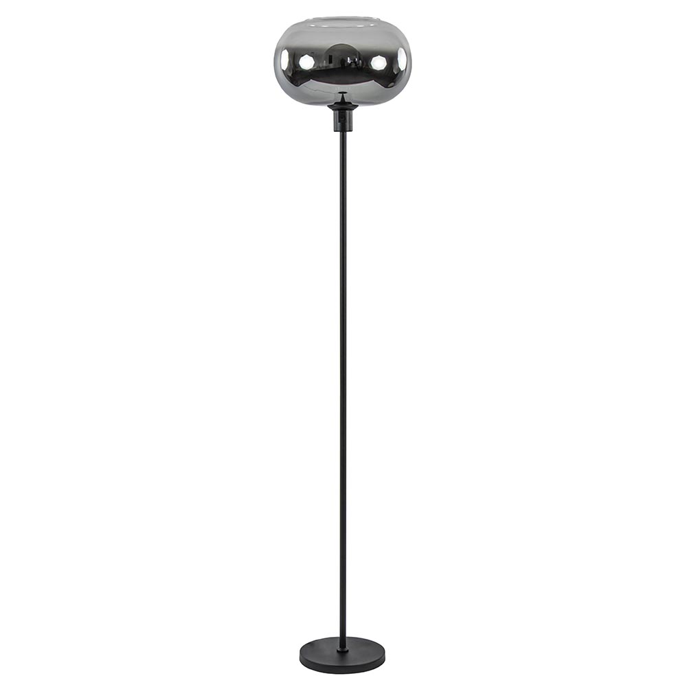 Mat zwarte vloerlamp met smoke glas gradient