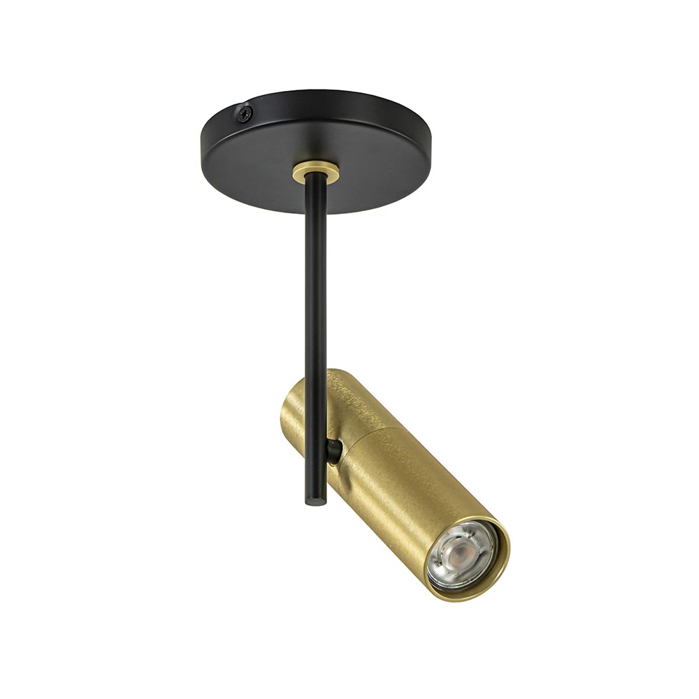 Opbouwspot 1-lichts zwart/brass GU10 mini
