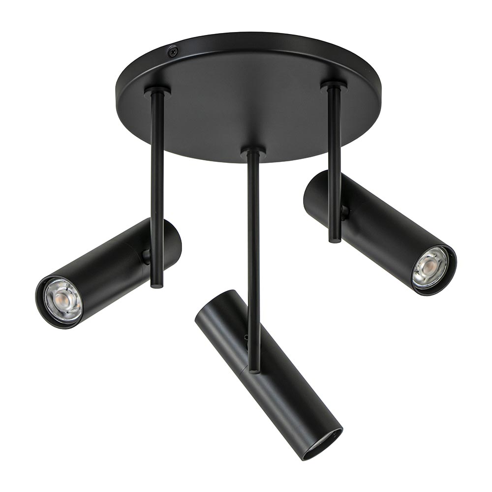 3-Lichts plafondspot rond zwart GU10 mini