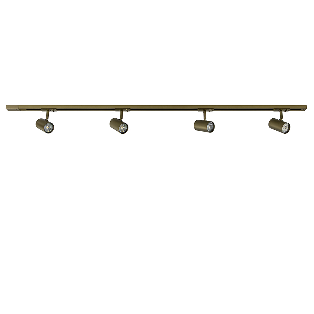Railsysteem set 1,5 m met 4 GU10 spots brons