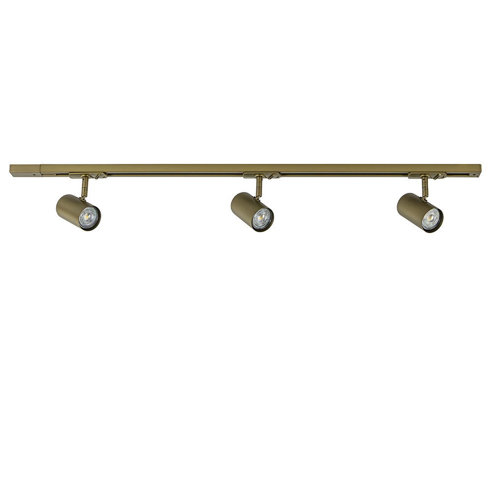 Railsysteem set 1 m met 3 GU10 spots brons