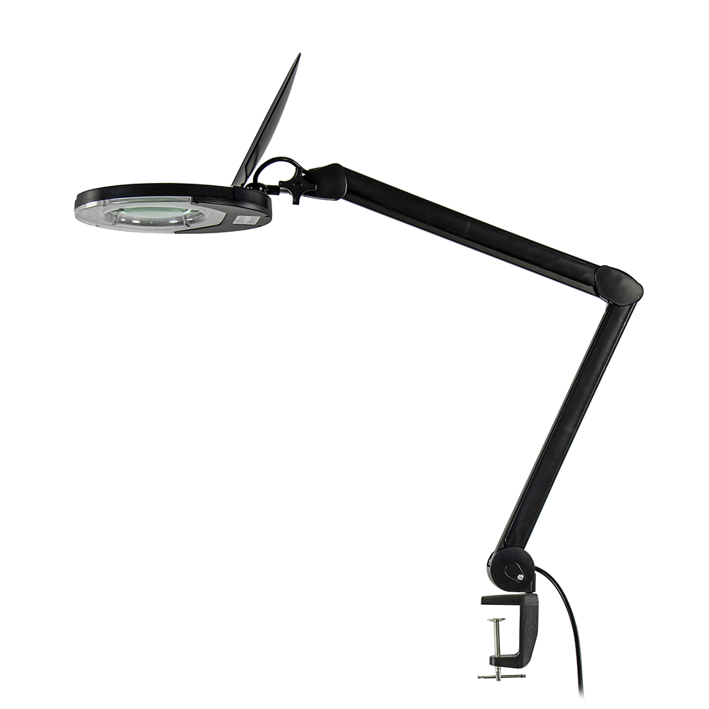 Moderne klemlamp zwart inclusief LED en vergrootglas