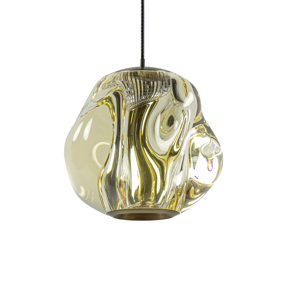 Kleine LED hanglamp mat zwart met brushed goud