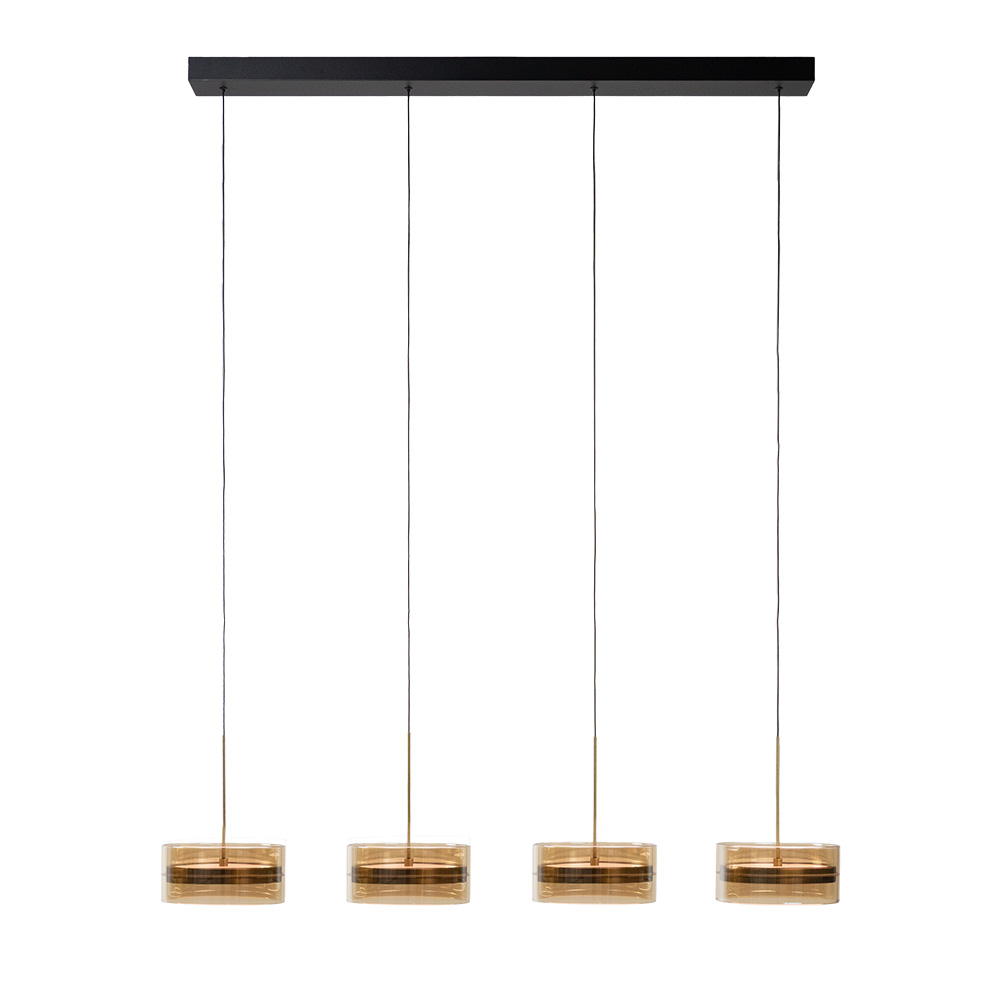 Hanglamp Enzo 4L amber/brons/zwart
