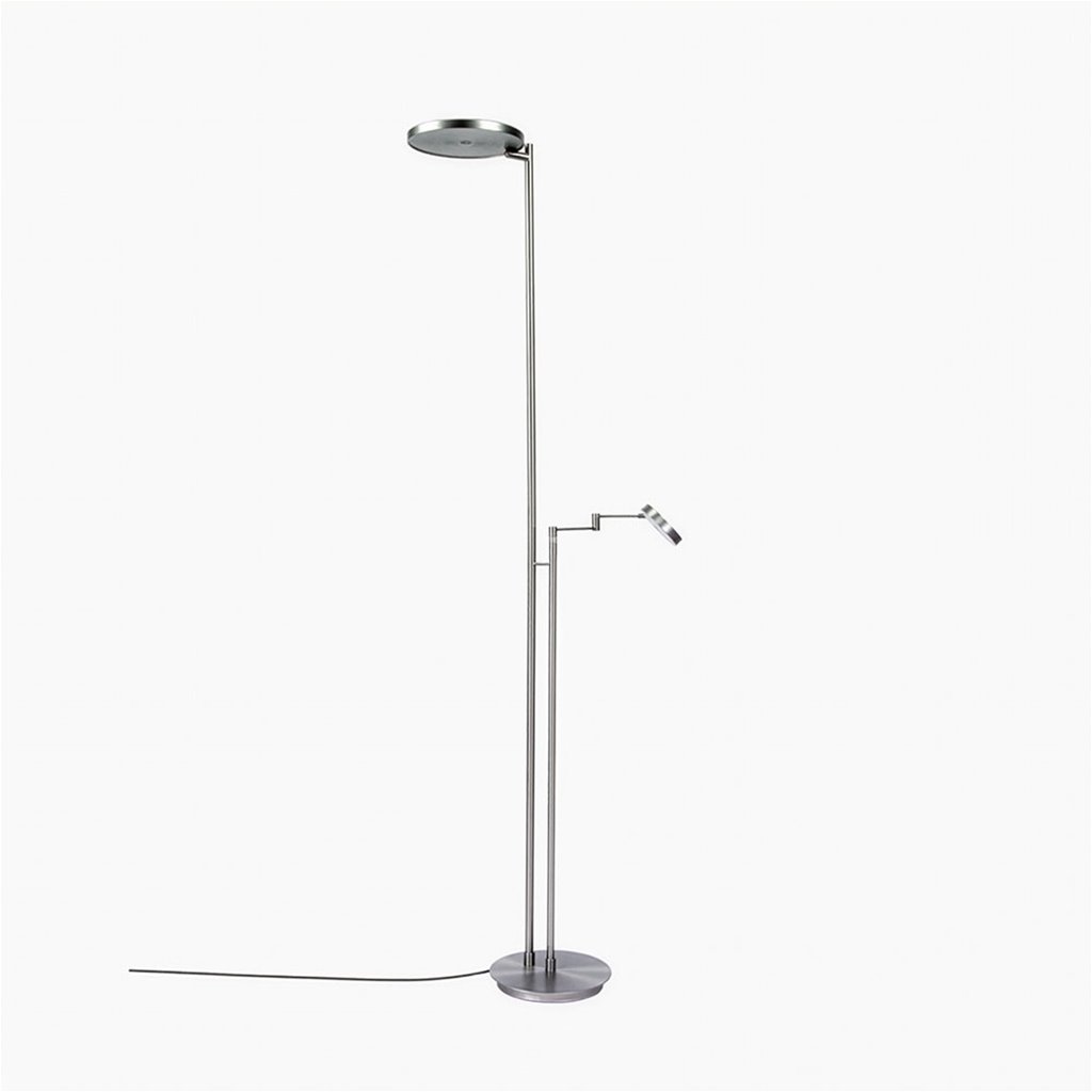 Moderne strakke Uplight vloerlamp in nikkel