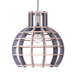 Houten hanglamp grijs 50cm globe