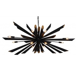 Ovale design hanglamp zwart metaal