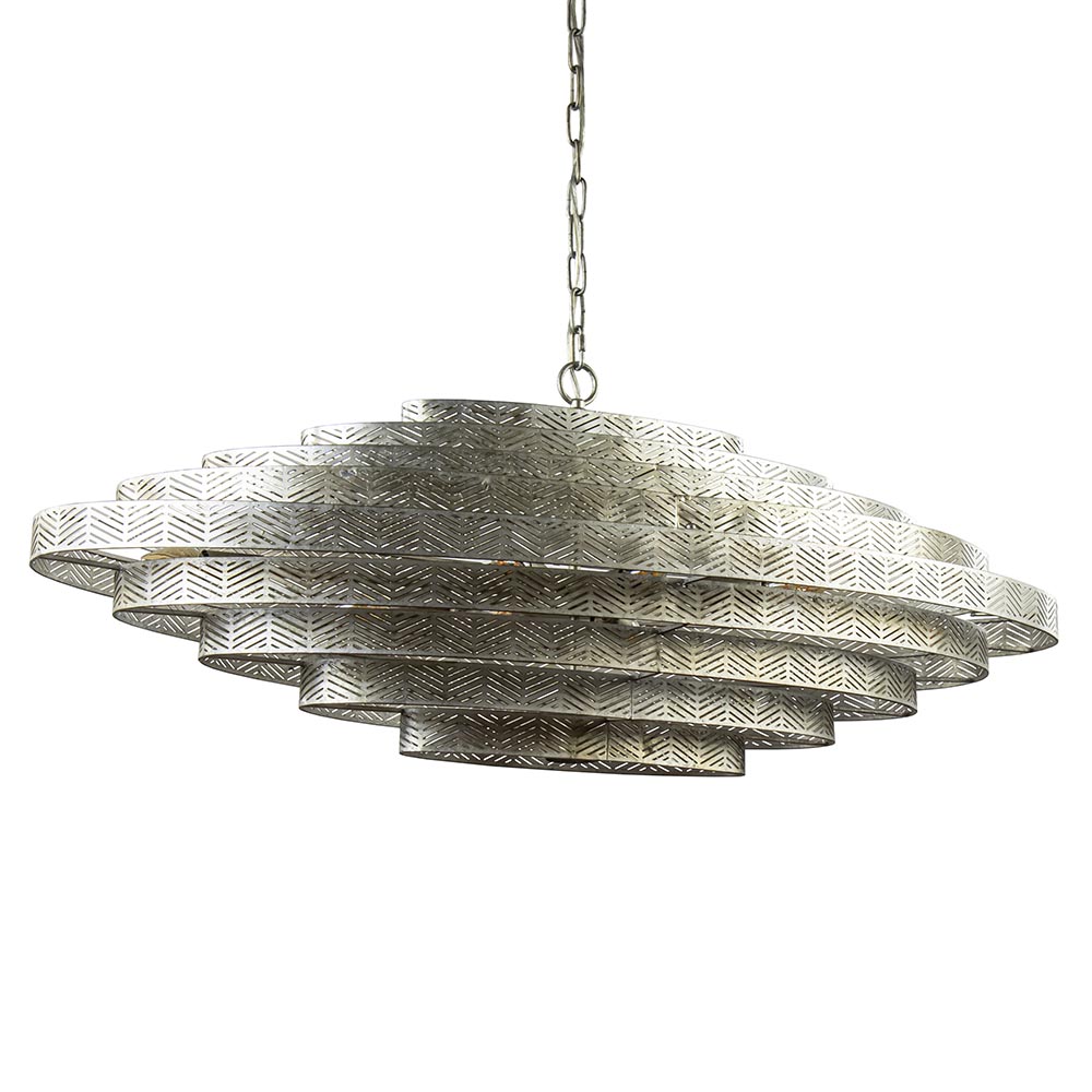 Design hanglamp ovaal oud zilver