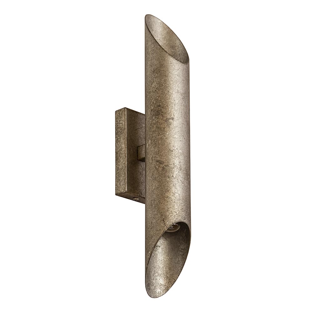 Up+down wandlamp ambachtelijk zilver