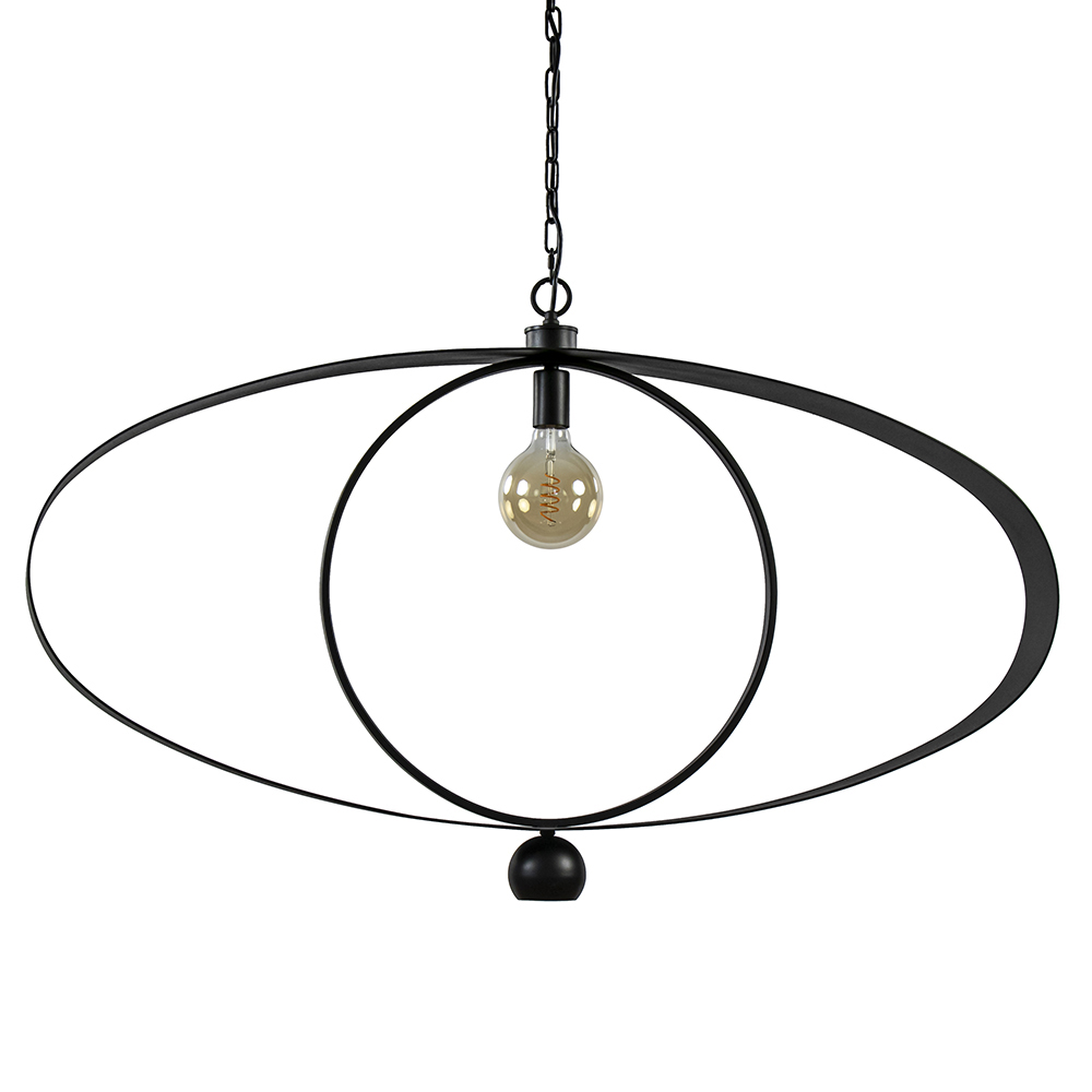 Design hanglamp textured black ovaal