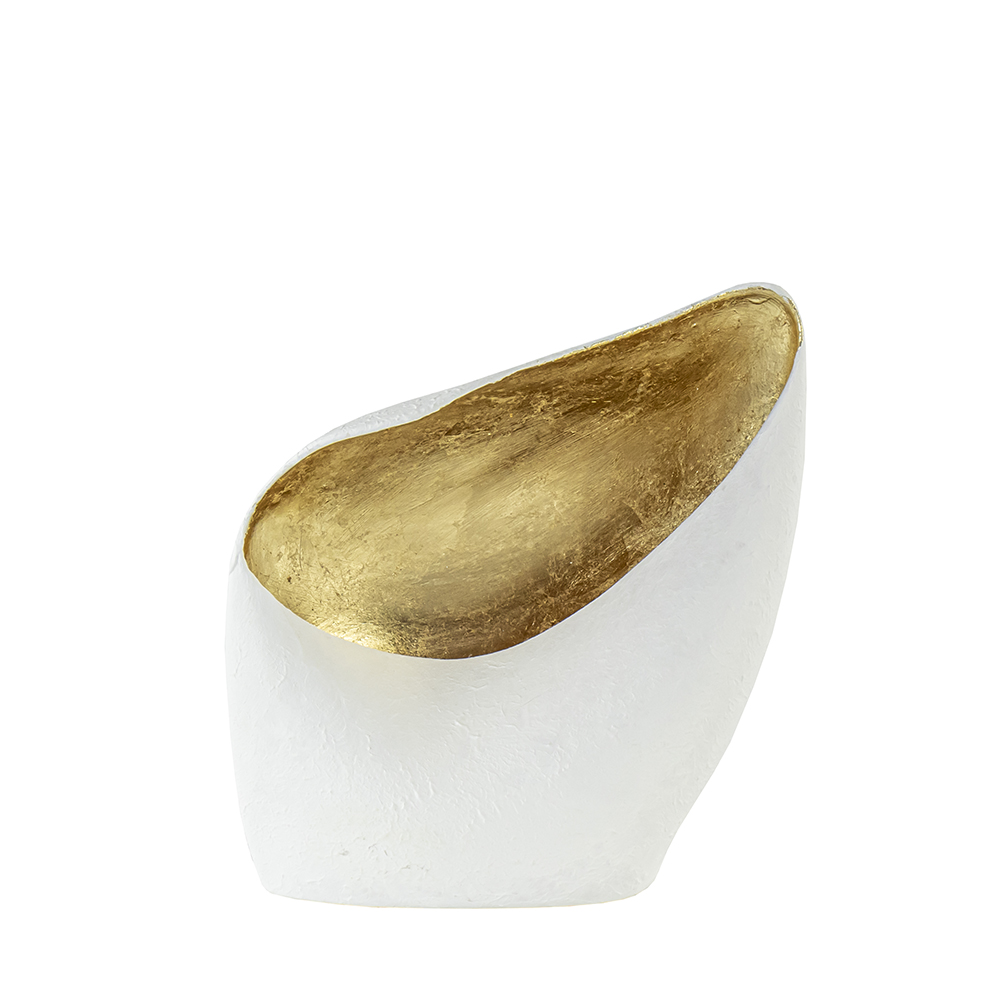Organische tafellamp mat wit met goldleaf