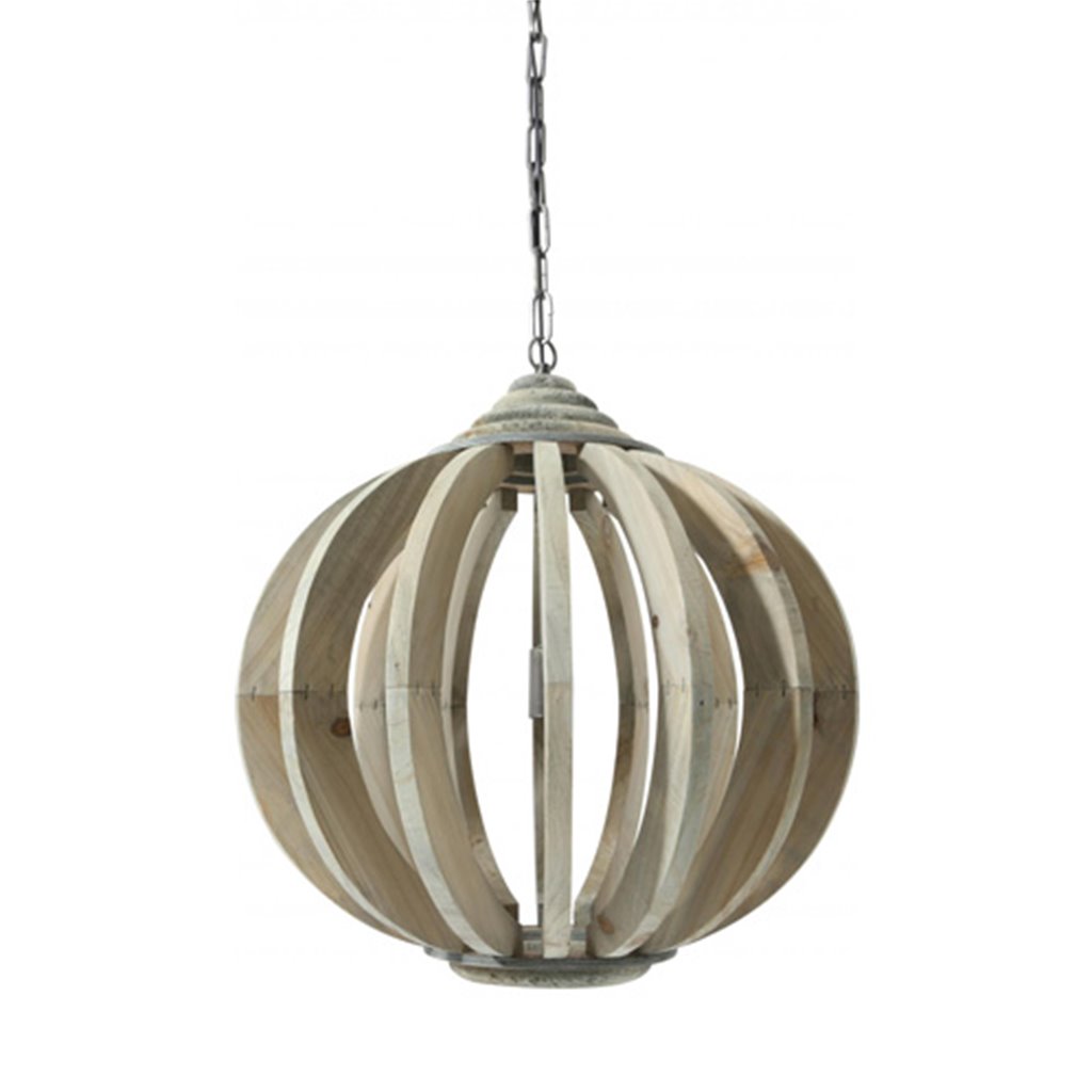 Hanglamp Laura hout rond met spijlen